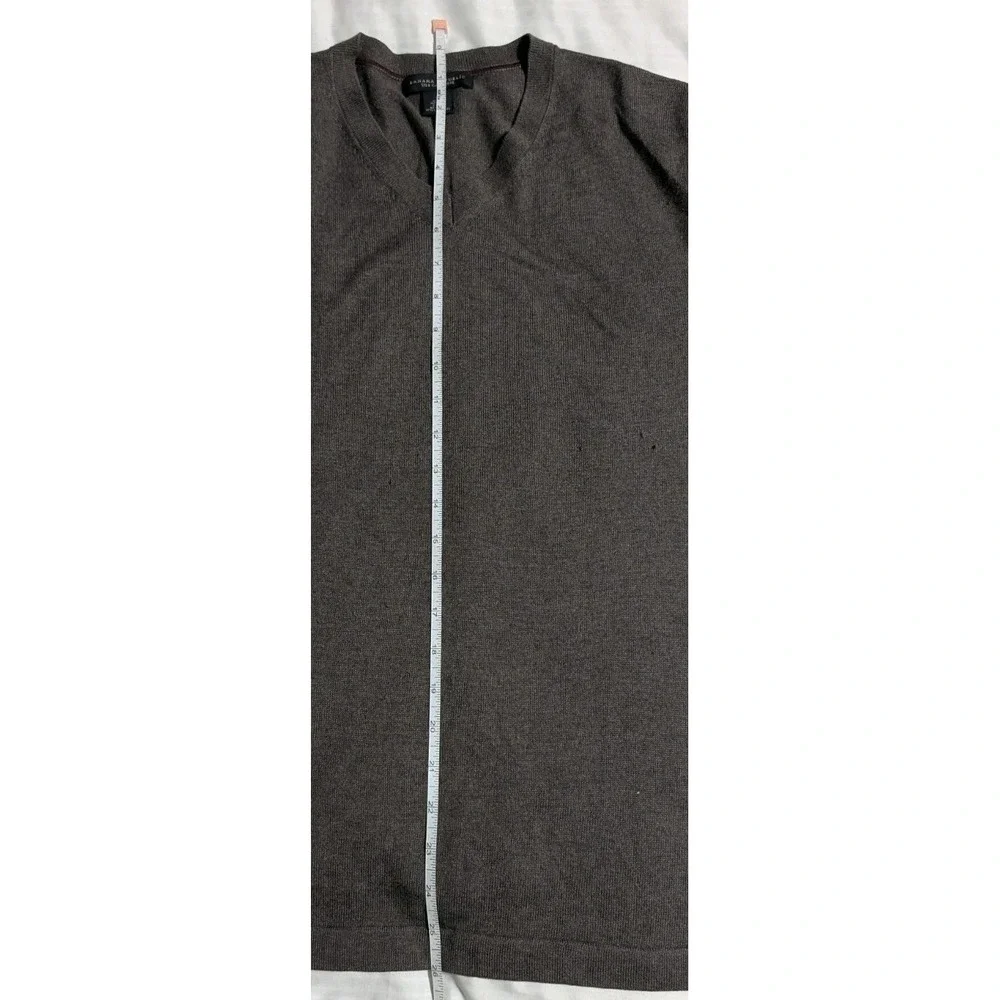 Banana Republic Mens M Silk Cashmere V-Neck Sweater Brown Fine Knit‎ Luxury